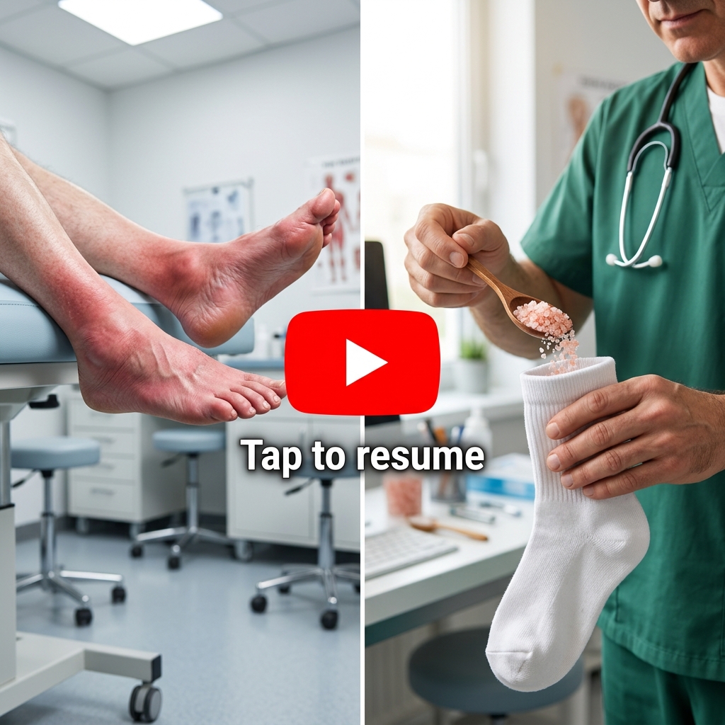 Doctor with pink Himalayan salt sock remedy